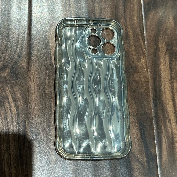 Water Ripple Pattern Curly Wave Frame Soft iPhone 14 Pro Max Phone Case - Picture 3 of 3